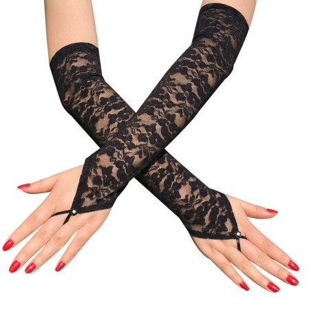 Luvas sexy de renda longa - sem dedos