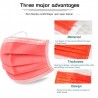 Disposable anti-bacterial face / mouth masks - 3 layer - redMouth masks