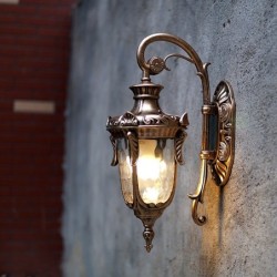 Candeeiro de parede exterior retro - à prova de água - com fixação em vidro - E27