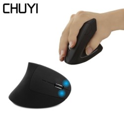 Mouse sem fio vertical ergonômico - USB - óptico - 1600 DPI 6D - com luz LED