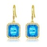 Brincos dourados com topázio cristal azul / strass
