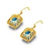 Brincos dourados com topázio cristal azul / strass