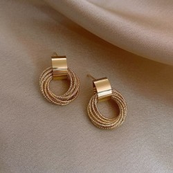 Elegant golden round earrings - multiple circlesEarrings