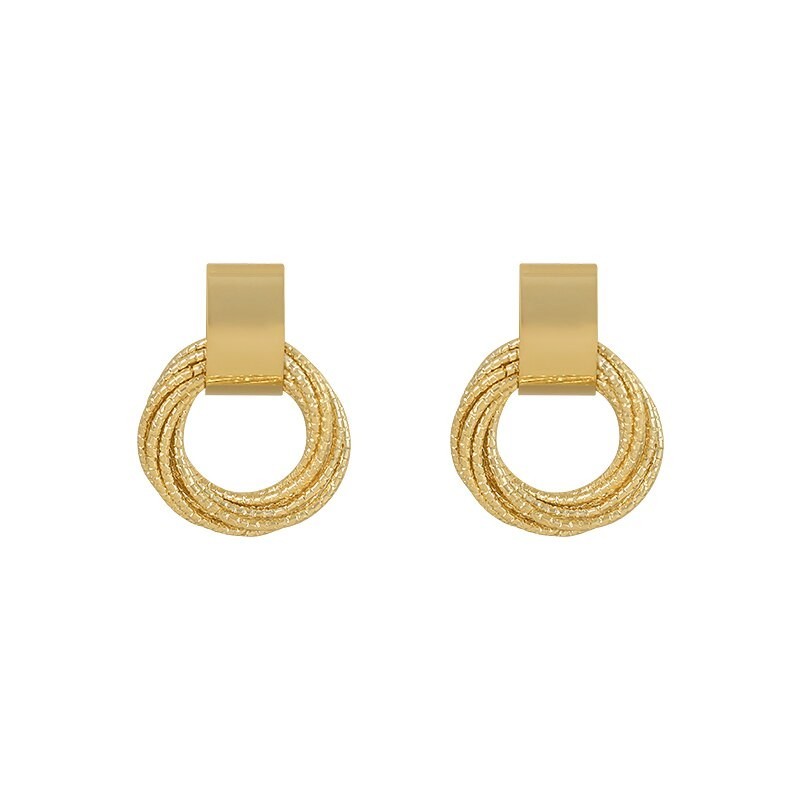 Elegant golden round earrings - multiple circlesEarrings