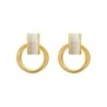 Elegant golden round earrings - with white opalEarrings