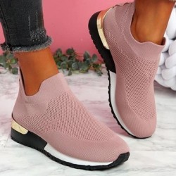 Mesh sports sneakers - slip on shoes - with high platformShoes