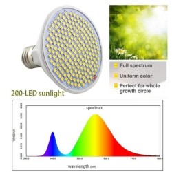 Lâmpada de cultivo de plantas - espectro completo - 200 LED
