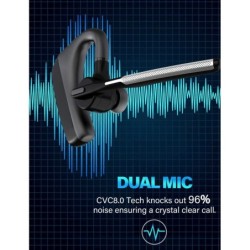Fones de ouvido Bluetooth - Fone de ouvido sem fio HD - com microfone duplo CVC8.0 - redução de ruído