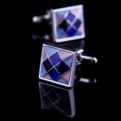 Square metal cufflinks - colorful chessboardCufflinks