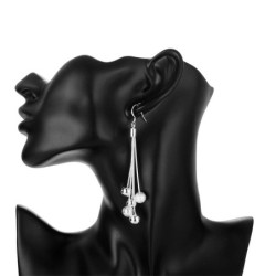 Long silver earrings - chains with beadsEarrings