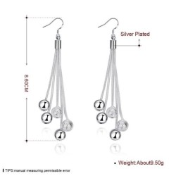 Long silver earrings - chains with beadsEarrings