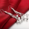Long silver earrings - chains with beadsEarrings