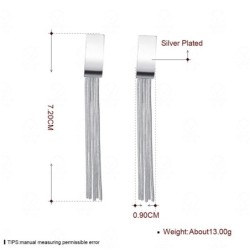 Silver long earrings - multi layered tasselsEarrings