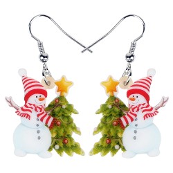Brincos de Natal - bonecos de neve esmaltados / árvore de Natal