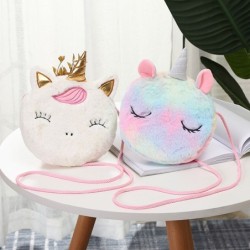 Bolsa pequena redonda de pelúcia - unicórnio - urso - sapo