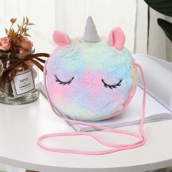 Bolsa pequena redonda de pelúcia - unicórnio - urso - sapo