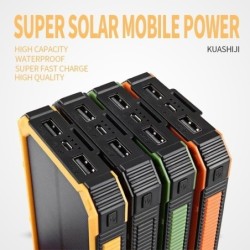 Banco de energia solar - carregador de bateria - USB duplo - à prova d'água - 20000mAh