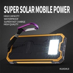 Banco de energia solar - carregador de bateria - USB duplo - à prova d'água - 20000mAh