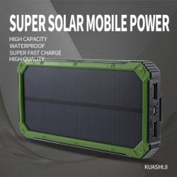 Banco de energia solar - carregador de bateria - USB duplo - à prova d'água - 20000mAh