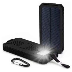Banco de energia solar - carregador de bateria - USB duplo - à prova d'água - 20000mAh