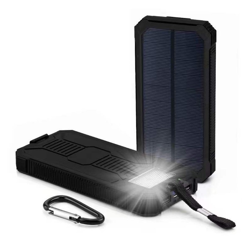 Banco de energia solar - carregador de bateria - USB duplo - à prova d'água - 20000mAh
