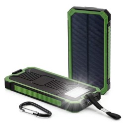 Banco de energia solar - carregador de bateria - USB duplo - à prova d'água - 20000mAh