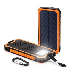 Banco de energia solar - carregador de bateria - USB duplo - à prova d'água - 20000mAh