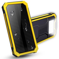 Banco de energia solar - carregador de bateria - USB duplo - à prova d'água - 20000mAh
