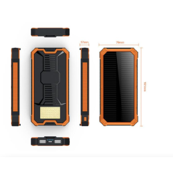 Banco de energia solar - carregador de bateria - USB duplo - à prova d'água - 20000mAh