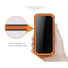 Banco de energia solar - carregador de bateria - USB duplo - à prova d'água - 20000mAh