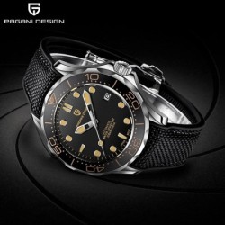 PAGANI DESIGN - relógio automático fashion - pulseira de nylon - preto