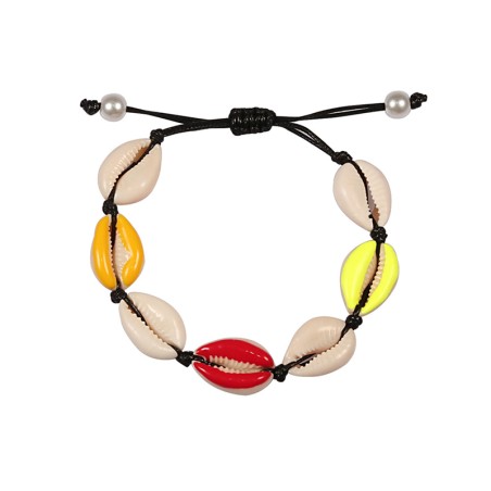 Pulseira corda trançada - com conchas - ajustável