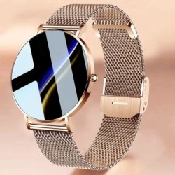 Relógio inteligente elegante - ultrafino - 1,36" - AMOLED - tela HD - à prova d'água - pulseira de malha de aço inoxidável