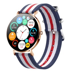 Relógio inteligente elegante - ultrafino - 1,36" - AMOLED - tela HD - à prova d'água - aço inoxidável - pulseira de nylon