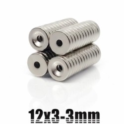 N35 - ímã de neodímio - disco redondo forte - 12mm * 3mm - com furo de 3mm