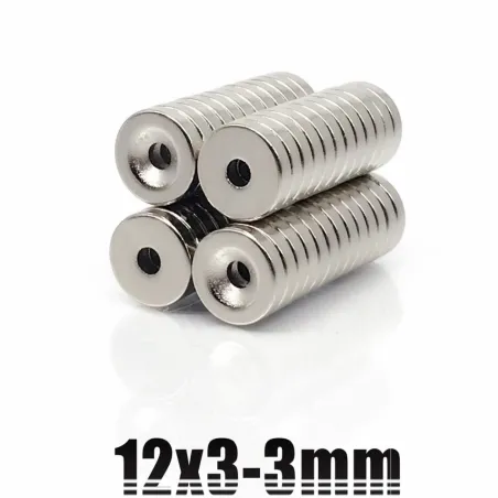 N35 - neodymium magnet - strong round disc - 12mm * 3mm - with 3mm holeN35