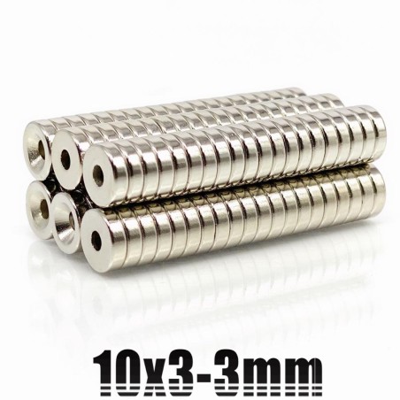 N35 - ímã de neodímio - disco redondo forte - 10mm * 3mm - com furo de 3mm