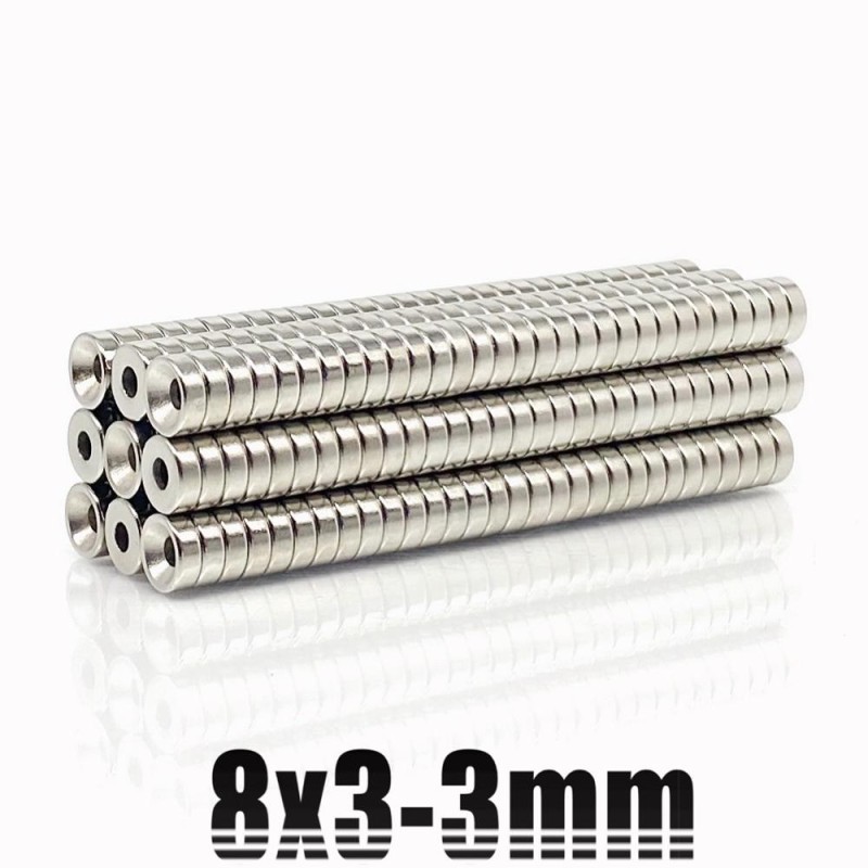 N35 - ímã de neodímio - disco redondo forte - 8mm * 3mm - com furo de 3mm