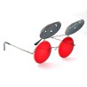 Óculos de sol da moda - lentes flip-up - rosto sorridente