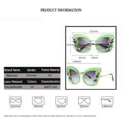 Óculos de sol cat eye da moda - folhas decorativas / cristais