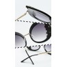 Óculos de sol cat eye da moda - folhas decorativas / cristais