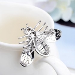 Broche de prata em forma de abelha - com uma pérola