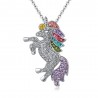 Conjunto de joias com unicórnio cristal - colar - pulseira - anel - brincos