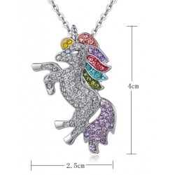 Conjunto de joias com unicórnio cristal - colar - pulseira - anel - brincos