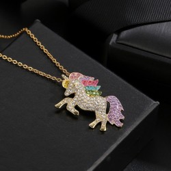 Conjunto de joias com unicórnio cristal - colar - pulseira - anel - brincos