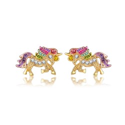 Conjunto de joias com unicórnio cristal - colar - pulseira - anel - brincos
