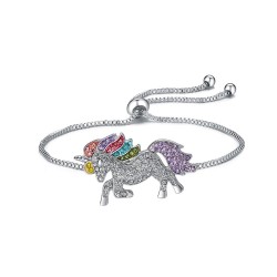 Conjunto de joias com unicórnio cristal - colar - pulseira - anel - brincos