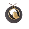 Pingente de madeira com pássaro - colar de corda