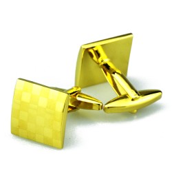 Abotoaduras quadradas de ouro - placa de verificação a laser