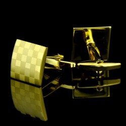 Abotoaduras quadradas de ouro - placa de verificação a laser